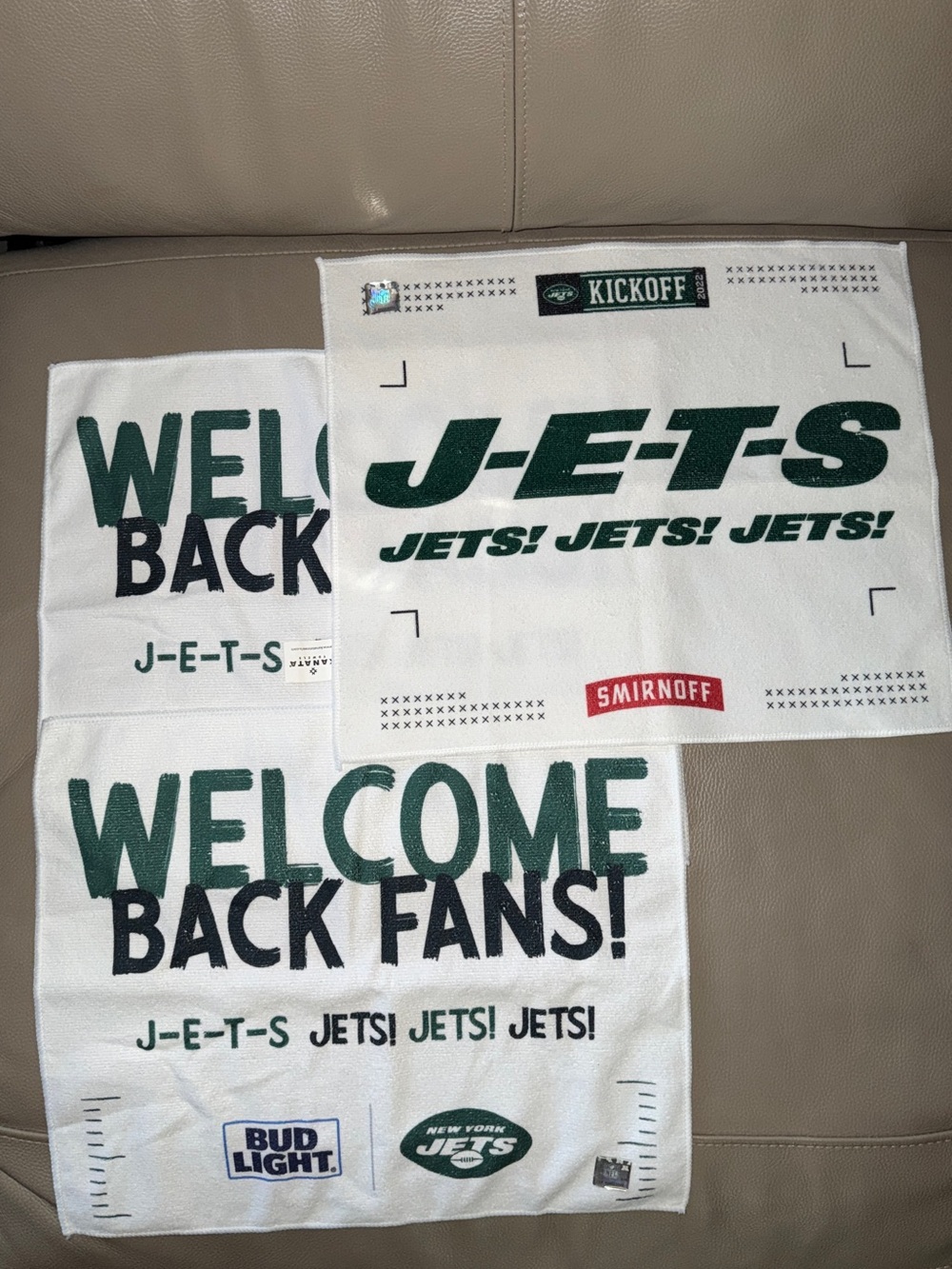 New 3 NFL New York Jets Team Spirit Promo Rally Hand Towels White/Green& Black